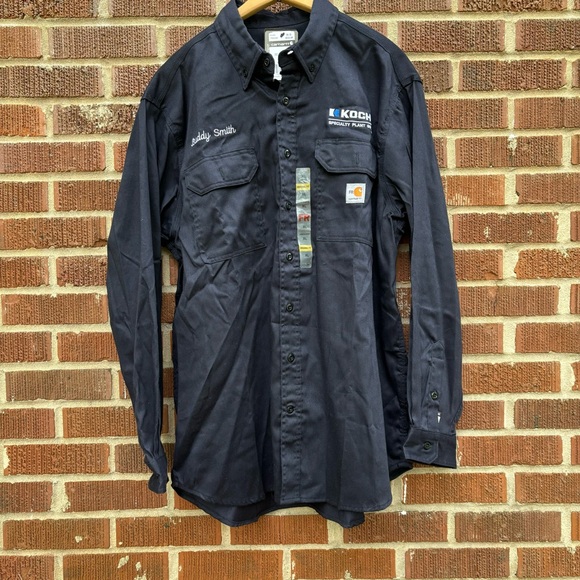 Carhartt Other - Carhartt NWT embroidered Dark Blue Flame Resistant Lightweight Twill Shirt XL